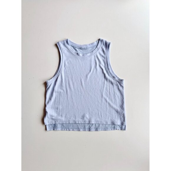 LULULEMON Train To Be Blue Linen Mesh Cropped Muscle Tank, Size 6 - Picture 10 of 15